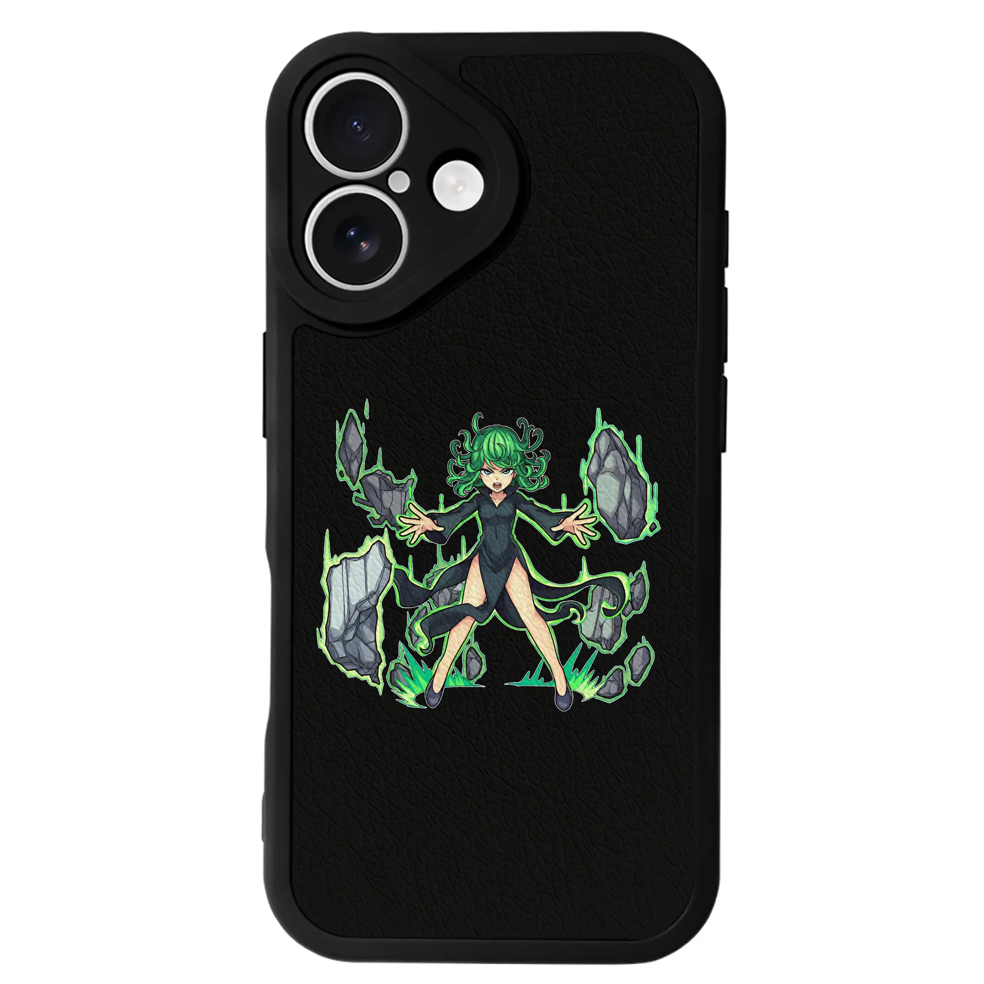 ワンパンマン グッズ 戦慄のタツマキ - IPhone 16シリーズ対応 ・ シリコンスマホケース ・ レザー調 ・ 高精度フィット ・ 耐衝撃 ・ ワイヤレス充電対応 ・ 精密カット